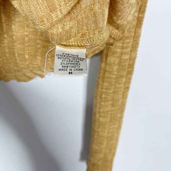 New Chance or Fate Medium Pumpkin Spice Orange Mock Neck Long Sleeve Ribbed Top - Picture 8 of 9